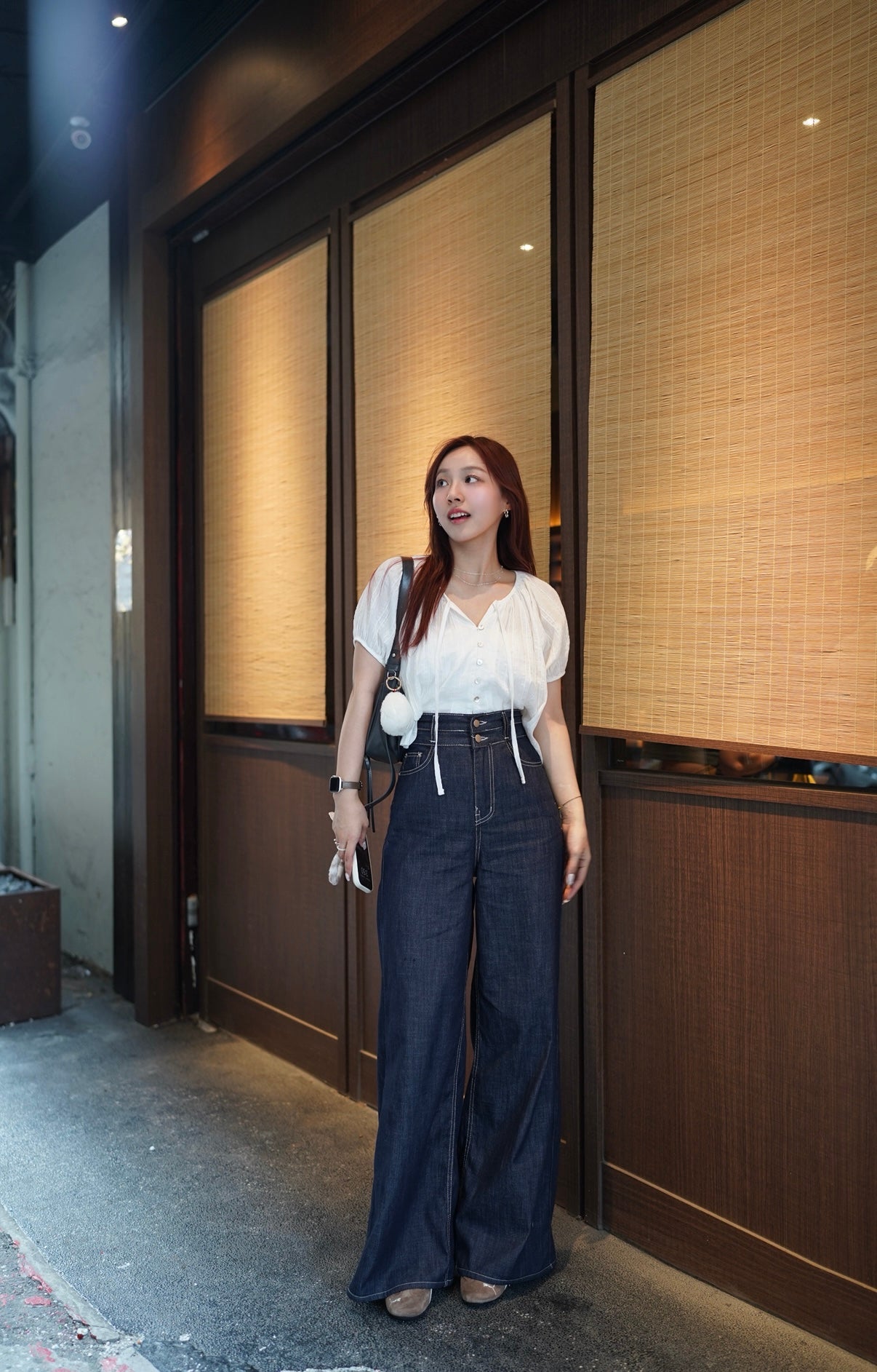 慵懶風寬鬆貝殼鈕上衣