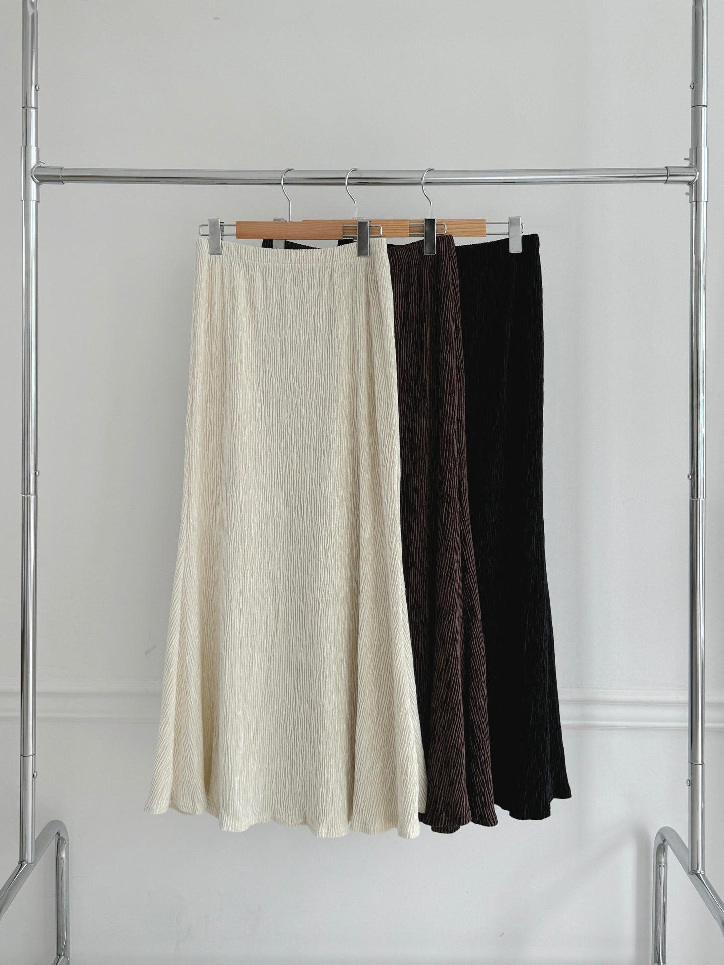 超吸睛絨面直紋魚尾長裙