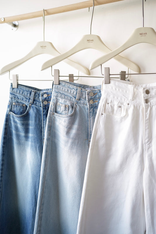 修盤骨洗水高腰闊腿牛仔褲