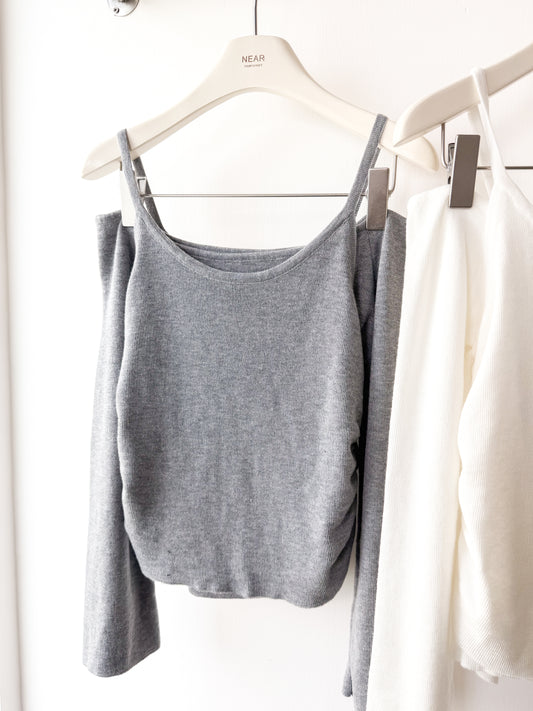 露肩兩着吊帶真兩件套裝