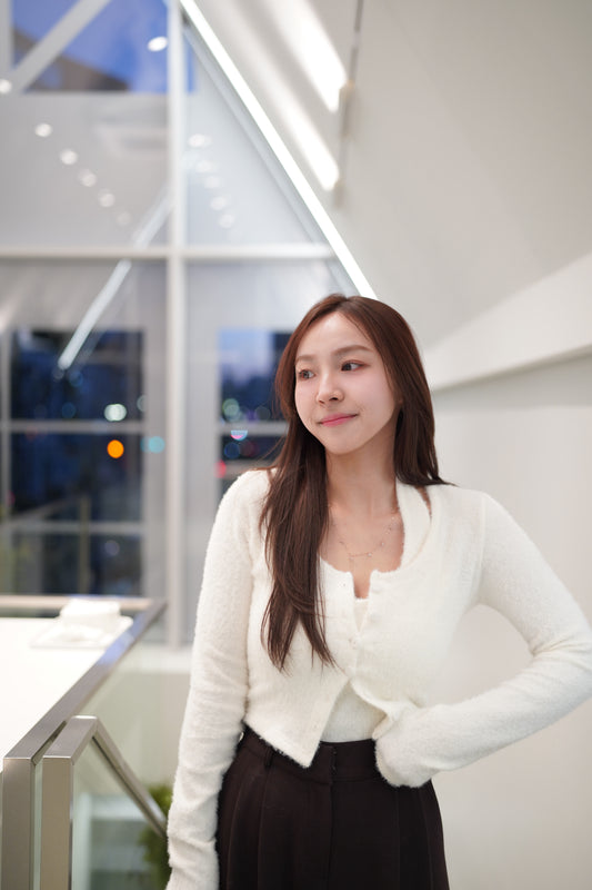 毛毛掛頸bra top連cardigan