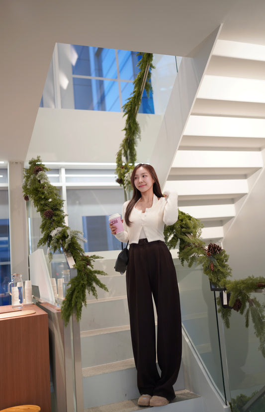 厚款顯瘦高腰直腳西褲