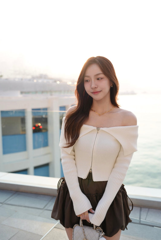 韓系雙拉鍊一字膊