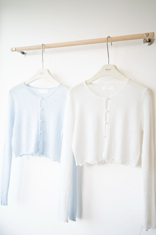 簡約珍珠鈕短款Cardigan