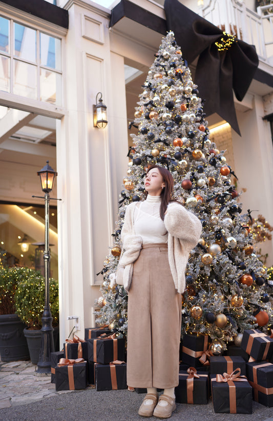 高質麂皮開叉長裙