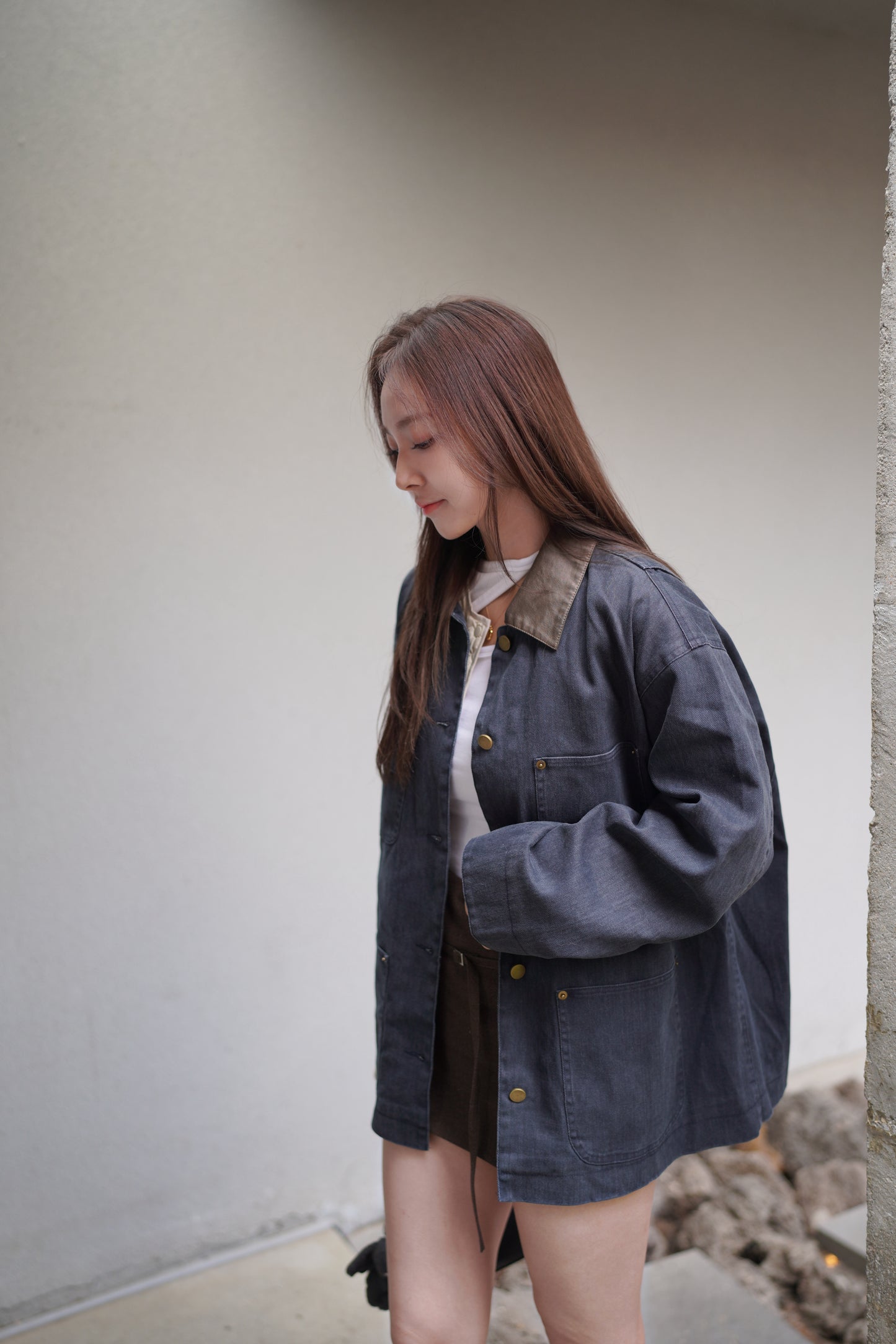 韓系連腰帶中高腰短裙