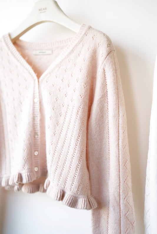 精緻感暗花花邊Cardigan￼