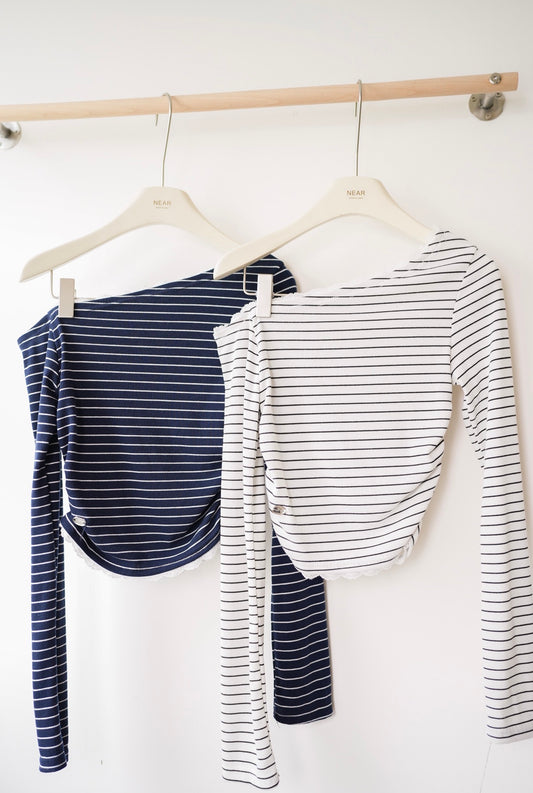 蕾絲橫間修腰上衣