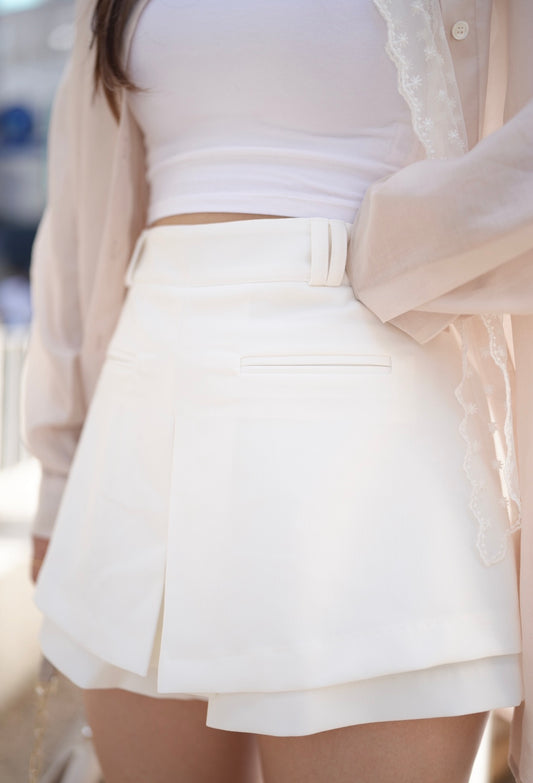 修盆骨前開叉百摺西裙